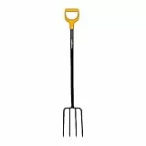 Fiskars Spatengabel für harte, steinige Böden, Mit 4 Zinken, Länge 122 cm, Hochwertige Stahl-Zinken/Kunststoff-Stiel, Schwarz/Orange, Solid, 1003458