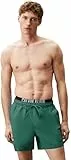 Calvin Klein Herren Badeshorts Medium Double mit Logobund, Grün (Wild Green), L
