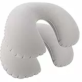 com-four® 2X Aufblasbares Nackenstützkissen - Praktisches Nackenhörnchen zum Aufpusten - Ideales Reise Kissen für unterwegs (Rund - 2 Stück - grau)