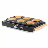 DOMO DO8717P Crepes Maker mit Holzdesign - Crepe Pancake Maker inklusive Teiglöffel - 6 P