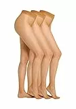 Camano Damen Strumpfhose 10 DEN seiden matter Look reißfest und langlebig mit Maschenstopp und Komfort Baumwollzwickel praktischer 3er Pack 3er Pack 40/42 make up