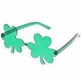 FRCOLOR 6 Stück Pack St Patrick's Day Partybrillen aus Bruchsicherem Polycarbonat Randlose Kleeblatt Sonnenbrillen In Dunkelgrün Festliche Foto Requisiten für Kostümpartys und Maskenbälle