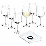 LEONARDO HOME Weißweingläser CESTI (6er Set) inkl. Poliertuch • Spülmaschinenfeste Wein-Gläser (360 ml) • Stoßfest & Alltagstauglich • Weisswein-Kelche mit niedrigem Stiel • Weinglas Cesti • 040970