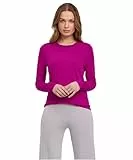 FALKE Damen Pullover Basic New Merino Crew Neck W Pu Wolle elegant klassisch für Business und Freizeit mit Rundhalsausschnitt 1 Stück, Rosa Magenta 8020, M