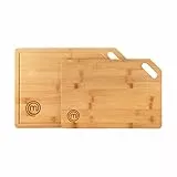 MasterChef Schneidebrett Holz Set, Küchenbrett, Ein Holzbrett groß (38,5cmx27,5cm) Eine Mittlere Größe (34cmx23,5cm), mit Aufhängung/Tragegriff, Holzschneidebrett mit Saftrille, Spülmaschinenfest