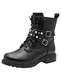 MARCO TOZZI Damen Stiefeletten zum Schnüren mit weichem Innenfutter Blockabsatz, Schwarz (Black), 40 EU