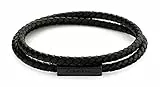Calvin Klein Armband für Herren Kollektion LATCH mit Schwarzem Geflochtenem Leder in Doppelschlaufe - 35000209