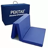 PEKITAS Matratze Klapp Reisebett 60x120 cm Höhe 6 cm für Baby Reisebettmatratze Bezug Waschbar Zusammenklappbar Transporttasche inklusive Blue