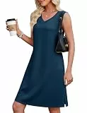 Actcat Leichtes Sommerkleid Damen Luftiges Ärmelloses Schickes Casual Kleid für Freizeit und Strand