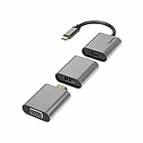 Hama Adapter Set, 6in1 Hub mit USB-C (USB C Adapter mit Mini-DisplayPort, HDMI™, VGA für PC, Notebook, Tablet, TV oder Beamer, Ultra HD Kinoqualität 4K, kompatibel mit Thunderbolt) Aluminium
