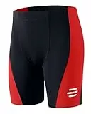 Havideto Badehose Jungen mit Reflexstreifen UV-Schutz UPF 50+ Kinder Schwimmhose Endurance Jammer Weitem Elastikbund und Kordelzug Schnelltrocknende Chlorresistent Rot 122/128