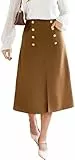Belle Poque Damen Vintage Elegante Rock A-Linie Rock Braun XL BP0016A24-02