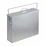 Relaxdays Ascheeimer eckig, Aschekasten mit Deckel, 15 l, verzinkter Stahl, Aschebehälter für Kamin, Grill, Ofen, silber