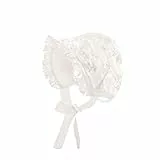 Fenical Babymütze für Mädchen aus Spitze, Taufmütze für Babys, Prinzessin, Sonnenhut, Blume, Zubehör von 0 bis 2 Jahren