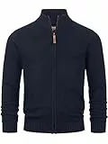 Indicode Herren INLut Strickjacke mit Stehkragen und Reißverschluss | Cardigan Feinstrickjacke für Männer Navy, L