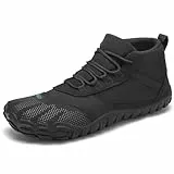SAGUARO Unisex Barfußschuhe Leicht rutschfest Mid Top Zehenschuhe mit Breite Zehenbox und Zero-Drop Solhe, Terra III, Schwarz 43EU
