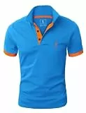 GLESTORE Poloshirt Herren Männer Hemd Herren Kurzarm Giraffe Stickerei T-Shirt Sommer Golf Blau&Orange L
