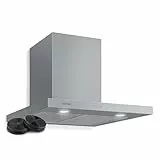 Klarstein Limelight Dunstabzugshaube - Edelstahl Wandhaube, Abzugshaube mit 3 Leistungsstufen, 600 m³/h, Digitalanzeige, LED-Beleuchtung, 64 dB, 60 cm Breite, silber