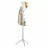 VASAGLE Garderobenständer, Kleiderständer aus Massivholz, Garderobe in Baumform, 8 Haken, 3 verstellbare Höhen, für Kleidung Hut Tasche, Wohnzimmer Schlafzimmer Büro, cappuccinobeige RCR004K01