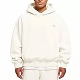 SMILODOX Dawson Hoodie Herren - Oversize Kapuzen Pullover - Langarm Hoody Sweatshirt, Optimal für Sport, Streetstyle und Alltag, Bequem und Vielseitig Kombinierbar, Größe:L, Color:Creme