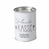 ReWu Spardose Sparschwein Urlaubskasse - Deckel Abnehmbar - Wiederverwendbar Metall Sparbüchse Geldgeschenk Geschenkidee Geldspardose Metallspardose 14 x 10 cm