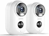 ZUMIMALL 2K Überwachungskamera Aussen Akku, 2 Pack Kamera Überwachung Aussen mit Magnethalterung, 3MP Farb-Nachtsicht, PIR-Personenerkennung, IP66 Wasserdicht, 2-Wege-Audio(Weiß)
