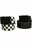 Urban Classics Unisex Check And Solid Canvas Belt 2-Pack black/offwhite, S/M
