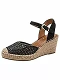 Tamaris Damen Espadrilles mit Keilabsatz, schwarz, 40 EU