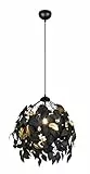 RL LIVE YOUR LIGHT Reality Leuchten Pendelleuchte Leavy R10461932, Metall schwarz, Schirm Kunststoff schwarz/goldfarbig, exkl. 1x E27
