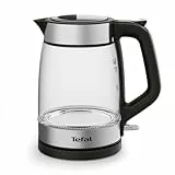 Tefal KI6058 Glas Wasserkocher Wasserkocher Messstreifen 1,7 Liter Fassungsvermögen Leicht zu reinigen Schwarz