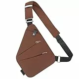 YERUUE Anti Diebstahl Umhängetasche Herren Damen Diebstahlsichere Brusttasche Herren mit Verstellbarem Gurt Schultertasche Leichte Sling Bag für Radfahren, Wandern, Reisen (Kaffee)