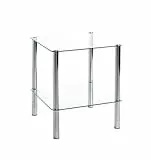 HAKU Möbel Beistelltisch Chrom, Metall, Sicherheitsglas - Maße: B 39 cm x H 47 cm x T 39 cm, Style: Modern