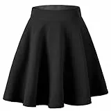 Dressever Damen Basic Vielseitige Dehnbaren Informell Casual Mini Hohe Taille A-Linie Tennisrock Tanzrock Schwarz XX-Large
