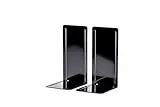 MAUL Buchstütze Registraturstütze aus Metall (2er Pack) | Bücherhalter, Organzier für Kinder, Bücher, Büro, Regal | Bücherstütze aus stabilem Metall im stilvollen Design | 14x12x24cm | Schwarz