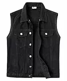 KTWOLEN Herren Kutte Jeans Weste Vintage Denim Weste Jeansweste Bikerweste Ärmellos Jeansjacke Motorradweste, Schwarz, M