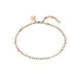 Purelei Pure Fußkettchen Damen – Edelstahl vergoldet/rosévergoldet/silber – Verstellbar 21-25 cm – Filigranes Design mit glänzenden Plättchen - Fusskette für Damen - wasserfest (Rosegold)