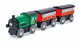 Hape Eisenbahn Personenzug mit Dampflok - Holzeisenbahn Set für Kinder, Spielzeug Zug, kompatibel mit Hape Eisenbahnwelt, ab 3 Jahren