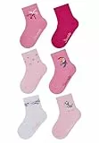 Sterntaler Socken 6er Pack Blumen – Baby- und Kinder-Socken im 6er Pack mit Umschlag, Innenfrottee, Blumen-, Zebra-, Tukan-, Rippen-, Herz- & Palmen-Motiv, Weiß, Größe 22