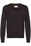 Blend BHWebte Herren Strickjacke Cardigan mit V-Auschnitt Knopfleiste Rippbündchen Label-Details Regular fit, Größe:3XL, Farbe:Black (194007)