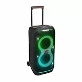 JBL Partybox Stage 320 in Schwarz – Tragbare Bluetooth-Lautsprecher-Box mit JBL Pro Sound, Lichtshow, KI-Sound-Boost, Rollen und Teleskopgriff – 18 h Laufzeit