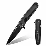 TONIFE Vision Klappmesser Outdoor Messer mit 8Cr14MoV Klinge und Aluminium Griff Survival Messer mit Taschenclip Bushcraft Messer (Schwarz - Schwarz Titan)