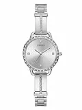 Guess Damen Armbanduhr Bellini mit silberfarbenem Edelstahlarmband, 3 Bar, Gehäusedurchmesser: 30 mm, GW0022L1
