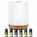 ASAKUKI 300ML Aroma Diffuser mit 6 * 10ML Ätherische Öle Set, Ätherische Öl Diffusor,Ultraschall-Luftbefeuchter für Home Office, 15 Farbe LED mit 4 Timer Einstellung