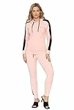 Bahob® Damen-Sportbekleidungs-Set, 2-teiliger Trainingsanzug, Kapuzenpullover und Stretch-Leggings, XS-XL, Rose