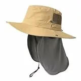TOP-EX XL/XXL UPF 50 Sonnenhut Herren Wasserdicht Sonnenschutz Mütze mit Sonnenbrillenhalter Breite Krempe Outdoor Trekking Hut mit Nackenschutz Safari Sommer 94603_Khaki Medium Faltbar