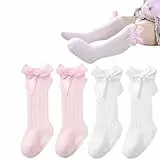 Baby Mädchen Kniestrümpfe,Überkniestrümpfe für Kinder,Weiche, hautfreundliche,dehnbare Socken mit Schleifen für Kleinkinder und Neugeborene