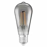 LEDVANCE Smarte LED-Lampe mit Wifi Technologie, Sockel E27, Dimmbar, Warmweiß (2500K), Edisonform, Klares Filament im Rauchglas, Ersatz für herkömmliche 44W-Birnen, steuerbar mit Alexa, Google & App