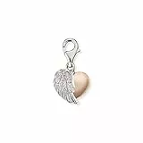 Engelsrufer Damen Charm Anhänger With Love Herzflügel Bicolor aus Sterling Silber, Mit Zirkonia, Karabinerverschluss, Nickelfrei, Allergikerfreundlich