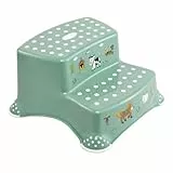 keeeper Funny Farm Zweistufiger Tritthocker, Ab ca. 3 bis ca. 14 Jahre, Anti-Rutsch-Funktion, Igor, Nordic Green, Einzelartikel