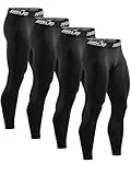 4er Pack Herren Kompressionshosen, Athletische Workout Lauf Leggings für Männer, Sport Basisschicht Thermo Tights Schwarz/Schwarz/Schwarz/Schwarz 4P01 L